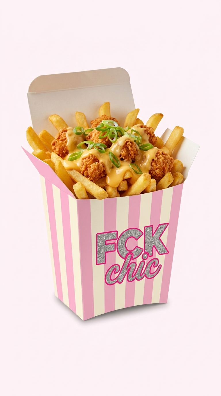 Loaded Chic Fries with cheese and crispy chicken bites